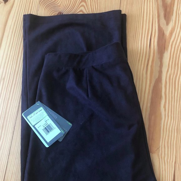 New Lysse Crop Pants Suede Flare Charcoal Black Small Stretch Comfort - Picture 5 of 5